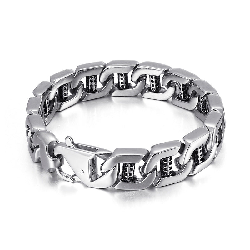 Creative Punk Style Men's Bracelet with Hollow Dice and Dot Design in Titanium Steel