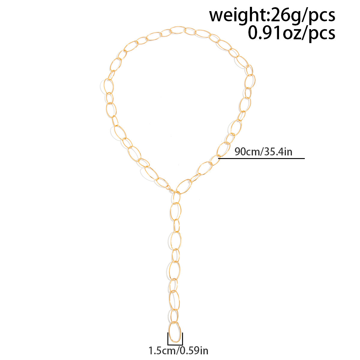 Hollow O-Ring Y-Shaped Fringe Necklace