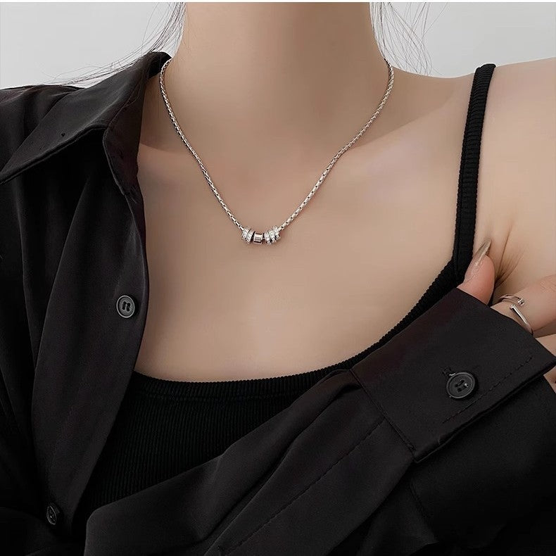 Planderful Jewelry Stainless Steel Zircon Pendant Necklace For Men Modern Collarbone Chain