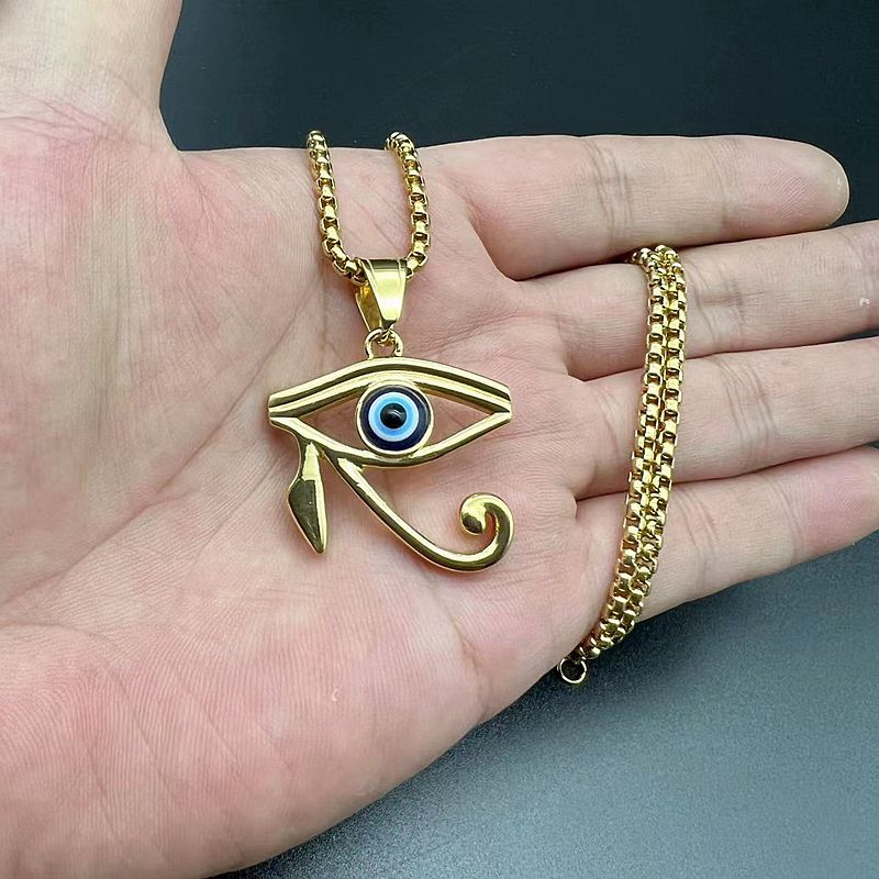 Planderful Horus Eye Pendant Necklace Gold Plated Stainless Steel Everyday Genie Collection Gift For Egyptology Fans