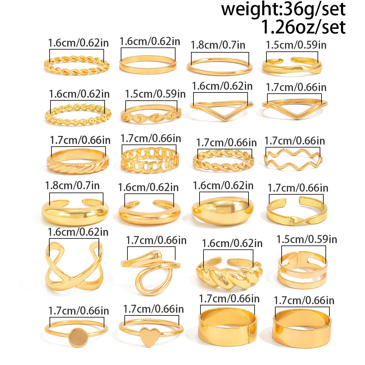 Planderful Vienna Verve Open Ring Set For Women Irregular Smooth Band With Statement Jewelry