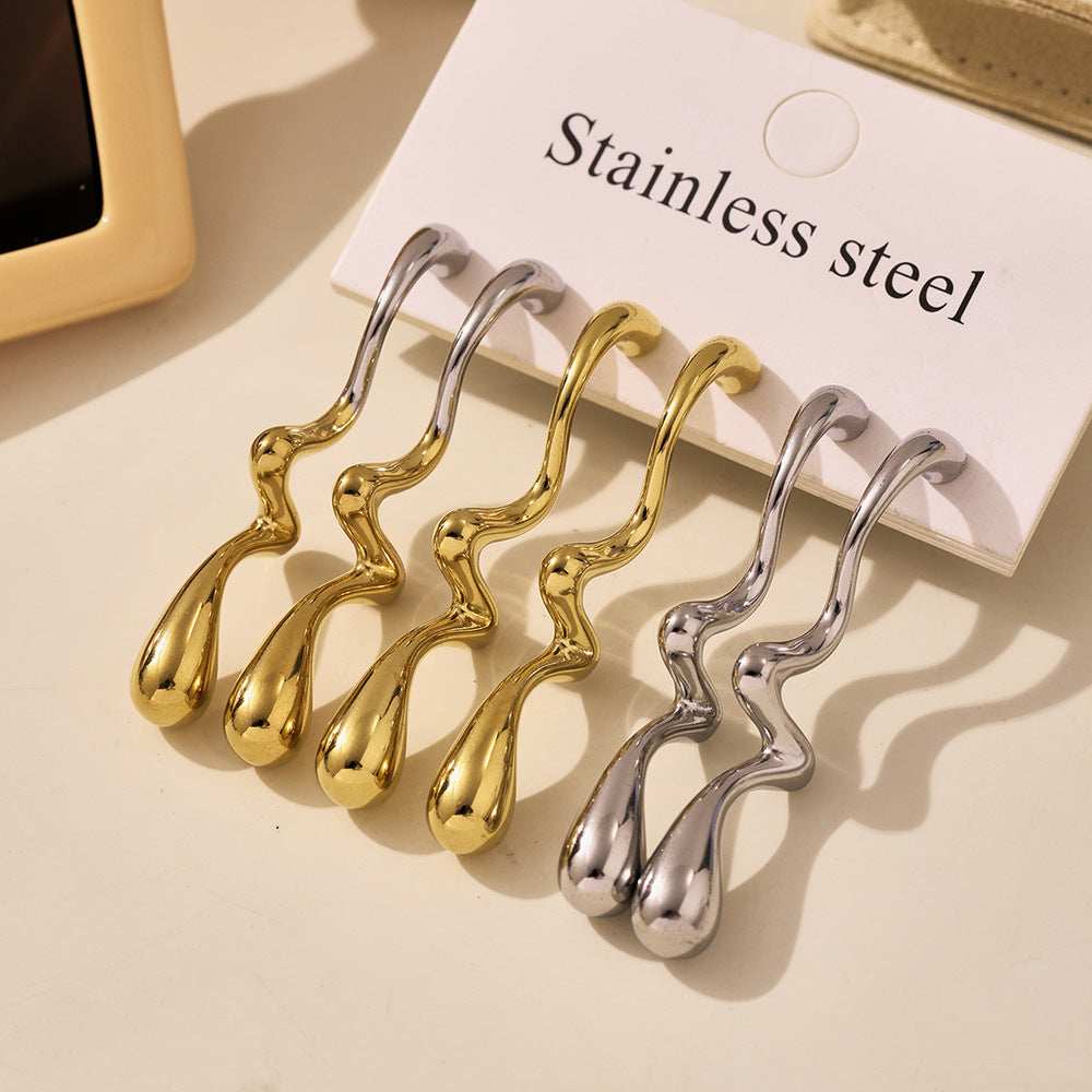 Planderful Women Irregular Water Drop Earrings 18K Gold