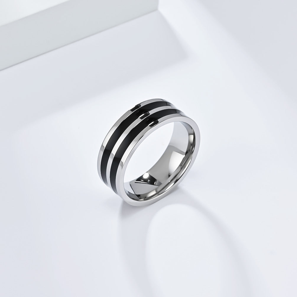 Cross-Border European and American Titanium Steel 18K Gold Three-Piece Set Oil Drop Ring Jewelry for Men and Women