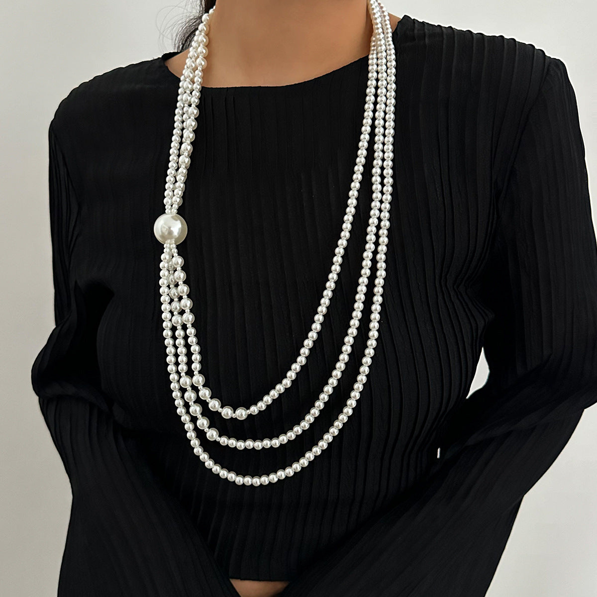 Baroque Imitation Pearl Layered Long Necklace