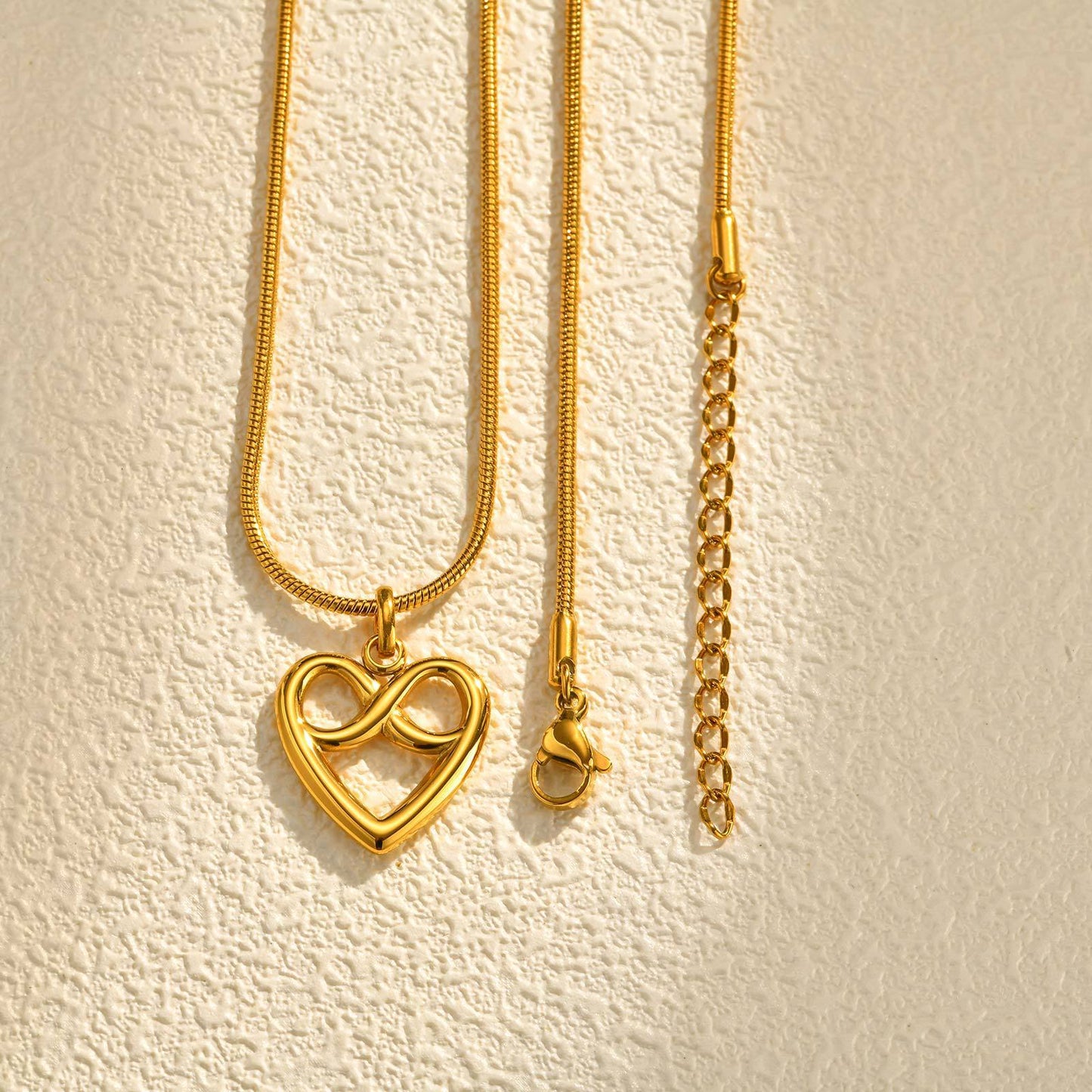 Stainless Steel Women's Collarbone Chain Hollow Heart-Shaped Infinite Pendant Necklace