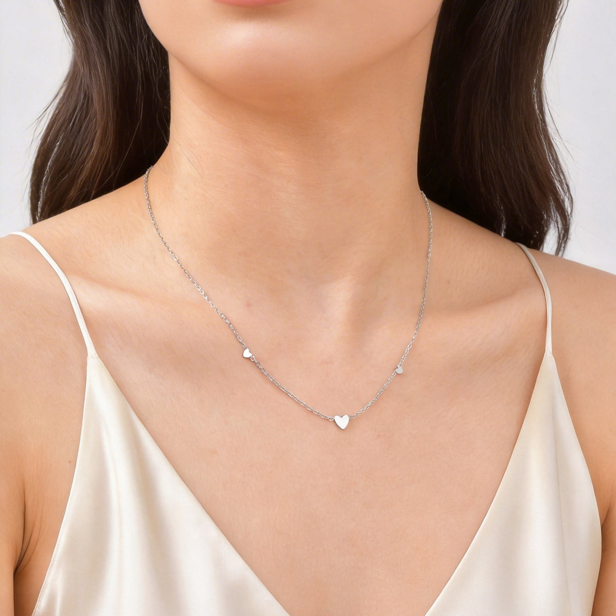 Stainless Steel Flat Cross Chain Heart-Shaped Necklace – Design – Accessory