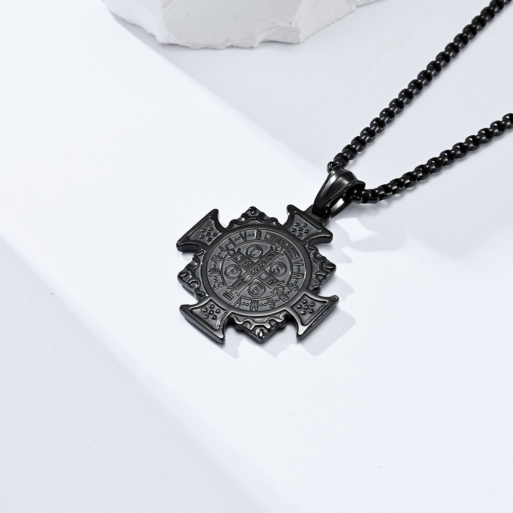 Planderful St Benedict Exorcist Necklace Titanium Steel Non Fading Pendant For Everyday Gothic Fashion