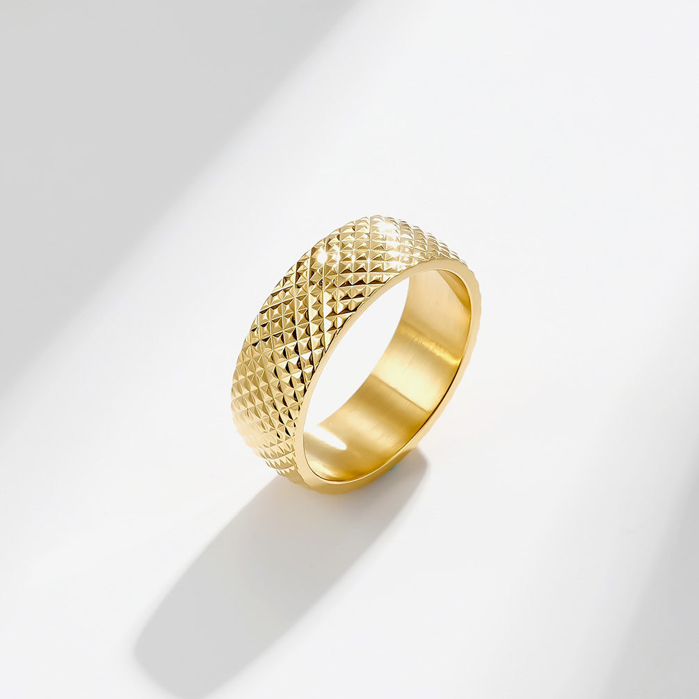 Stainless Steel Rhombus Men's Ring in Titanium Steel