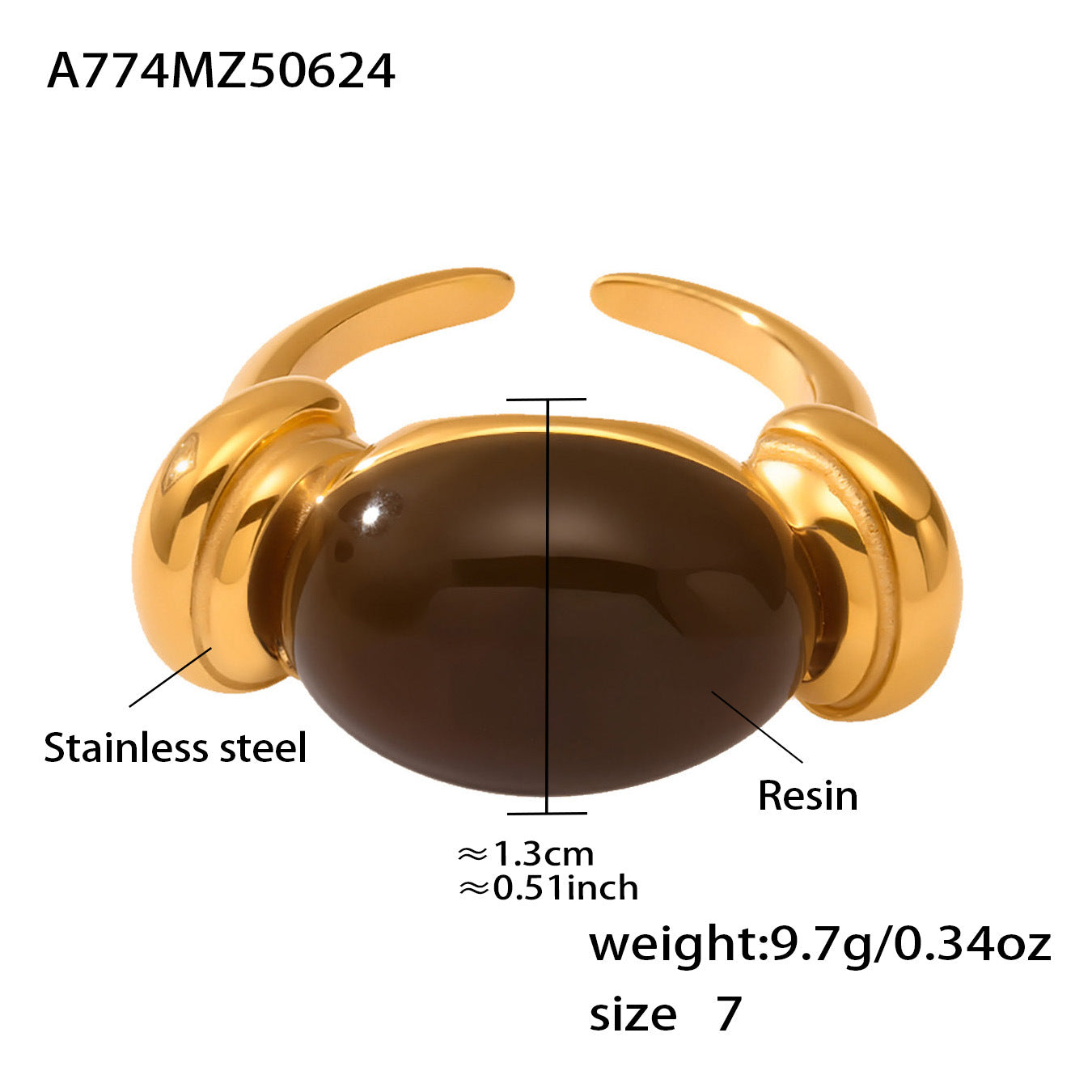 Planderful Oval Resin Ring Candy Color Women Fashion