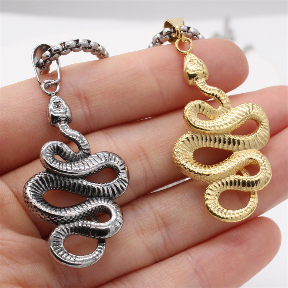 Titanium Steel Snake Pendant For Men And Women Bold Statement Necklace By Planderful