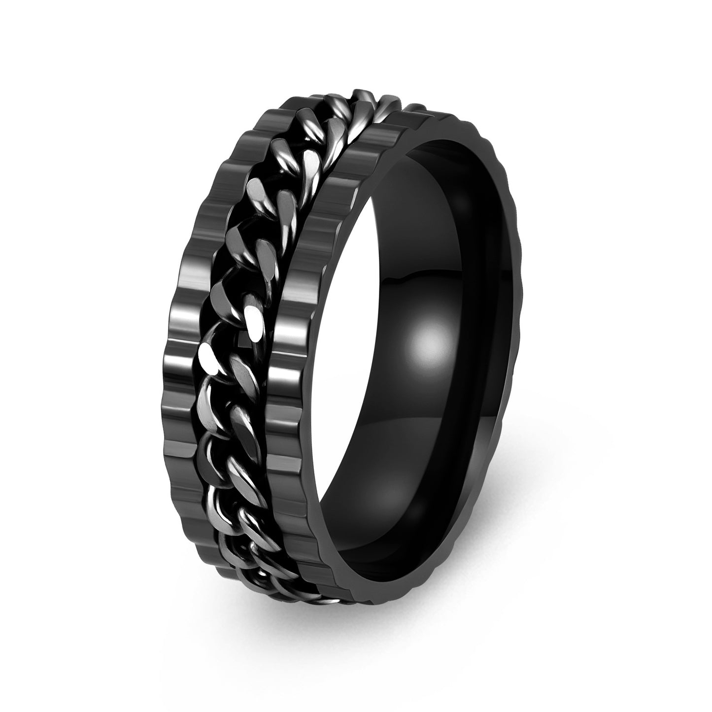 Planderful Everyday Genie Stainless Steel Ring For Men Unisex Retro Wind Gear Chain Statement
