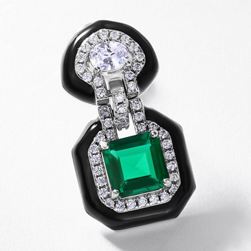 Planderful Jewelry Lab Grown Emerald Stud Earrings in Sterling Silver For Women Everyday