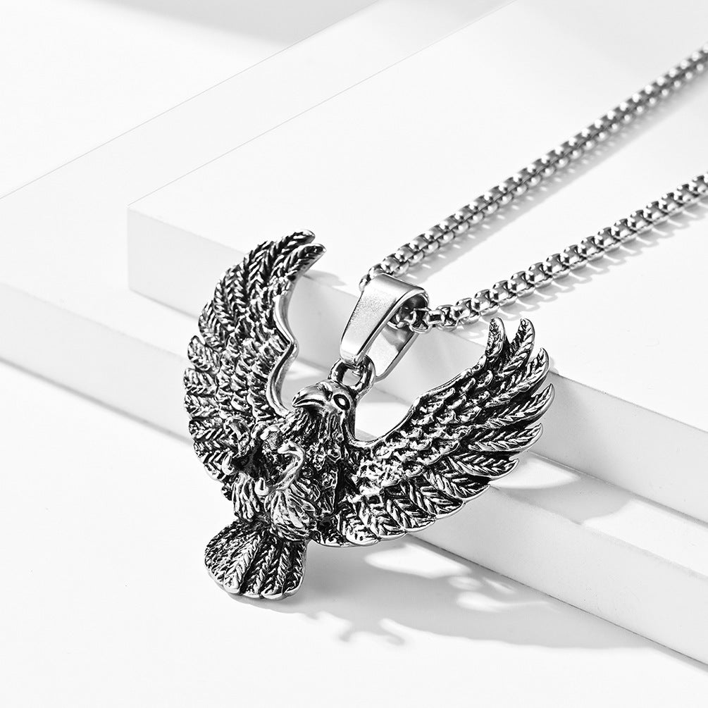 Planderful Punk Eagle Necklace Titanium Steel Durable Predator Pendant For Streetwear Lovers