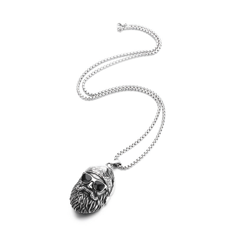 Steel Necklace – Elegant Men's Beard Pendant