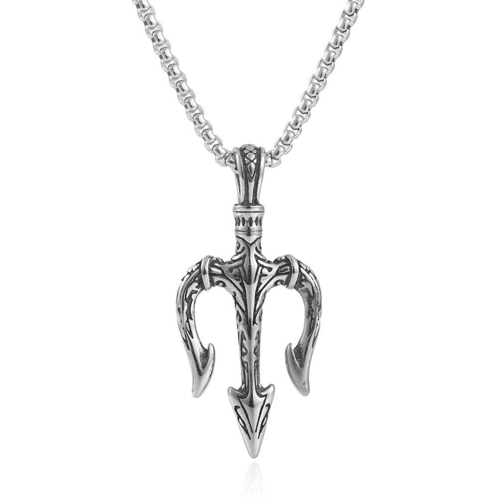 European And American Stainless Steel Trident Pendant Men