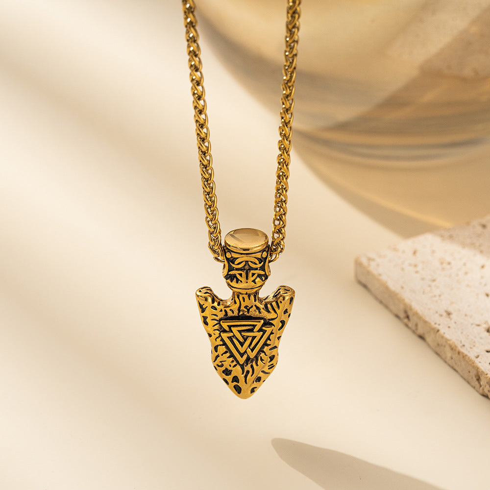 Planderful Titanium Steel Viking Triangle Rune Necklace For Hip Hop Punk Style Men Durable Bold Everyday Genie Collection