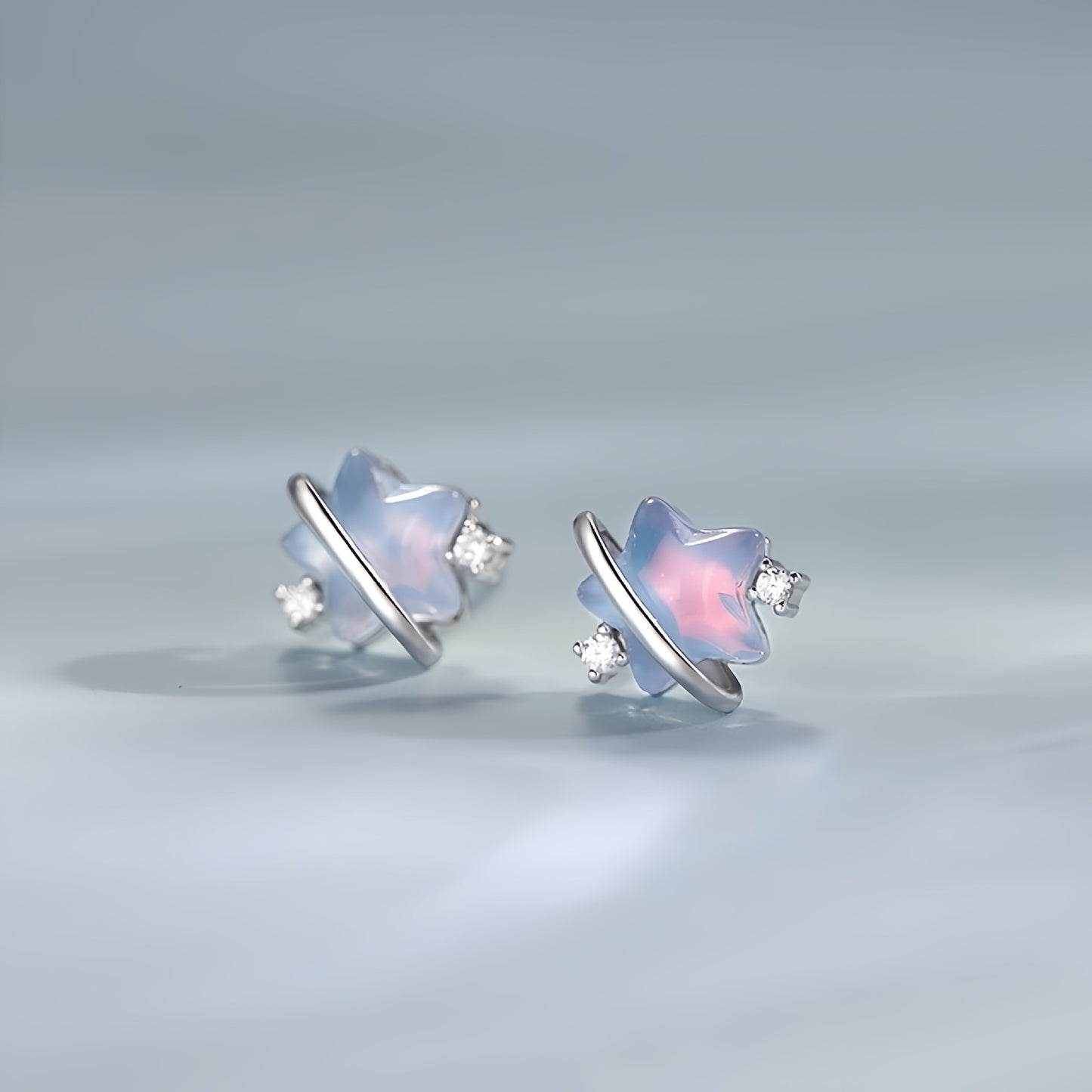 Planderful Sterling Silver Colorful Star Stud Earrings For Women Premium Luxury Fashion Jewelry Autumn Winter