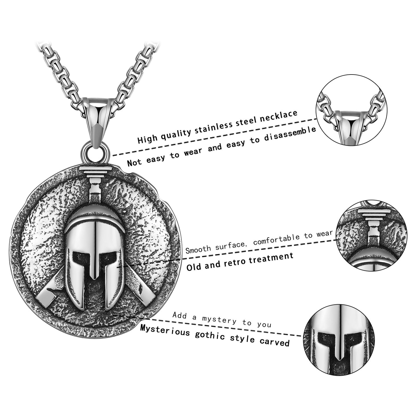 Titanium Steel Necklace - Vintage Spartan Pendant For Men With Hip Hop Style Urban Streetwear