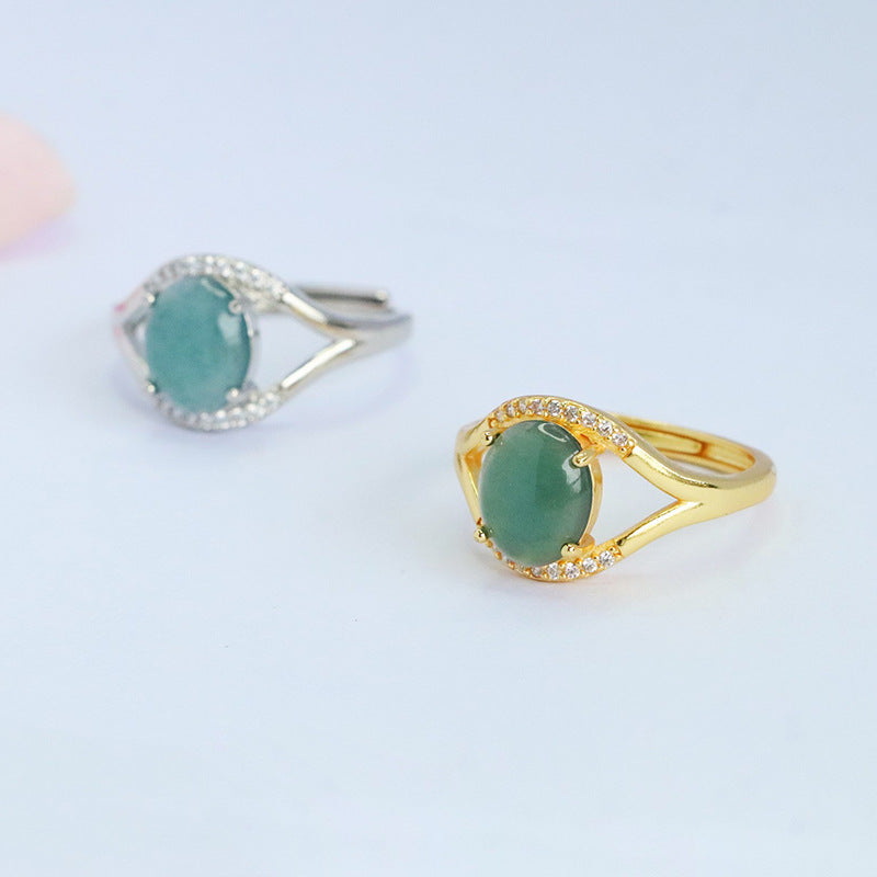 Blue-Water Jadeite Angel Eye Ring