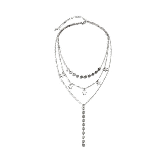 Star Sequin Y-Shaped Fringe Necklace