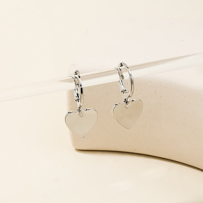 European & American Cross-Border Metal Sequin Love Earrings Set