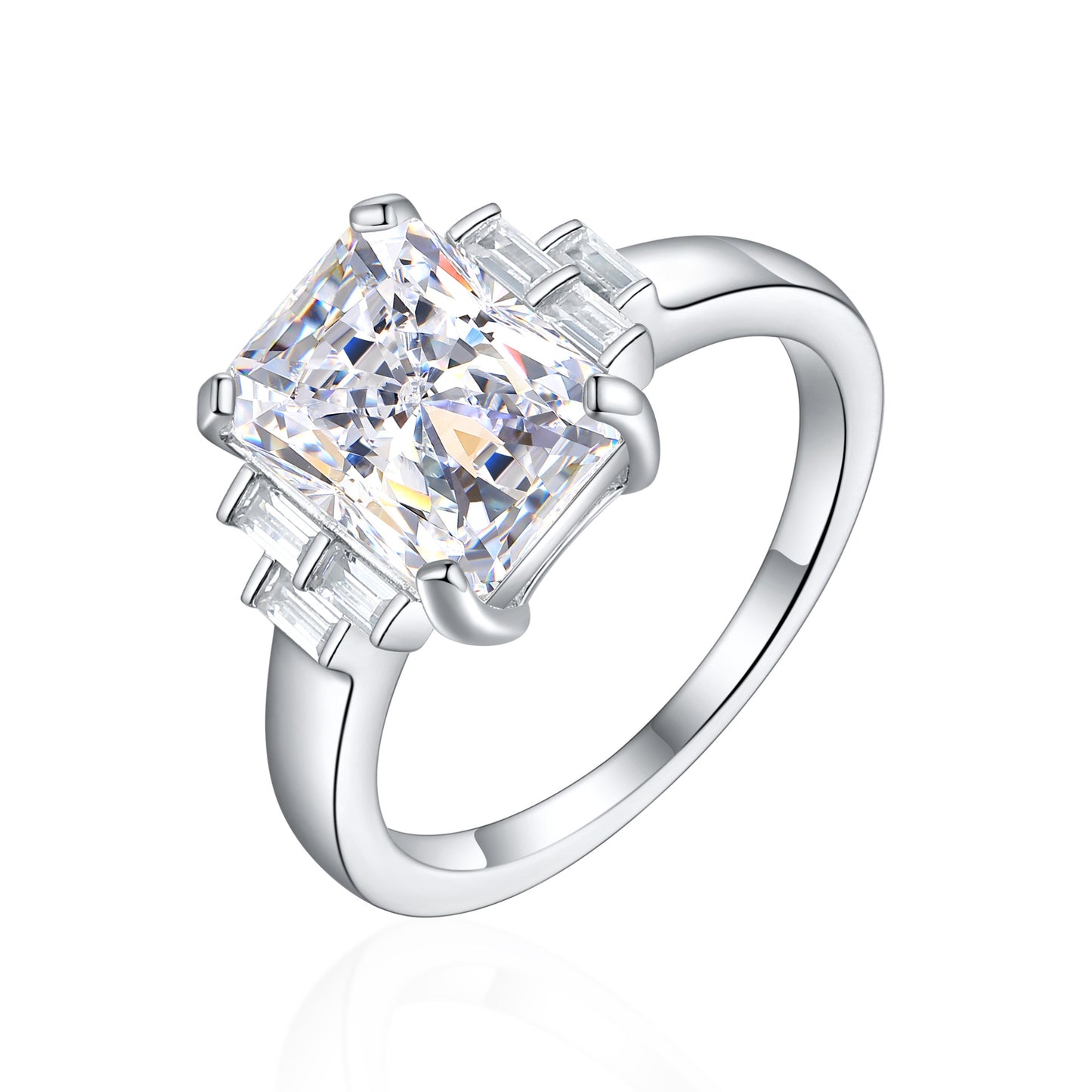 High-End 925 Sterling Silver Flame Ice Flower Cut Zircon Ring