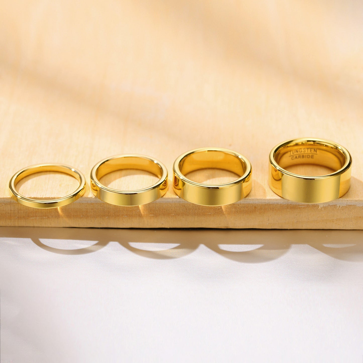 Tungsten Steel Glossy Ring Gold 2mm 4mm 6mm 8mm Plain Ring