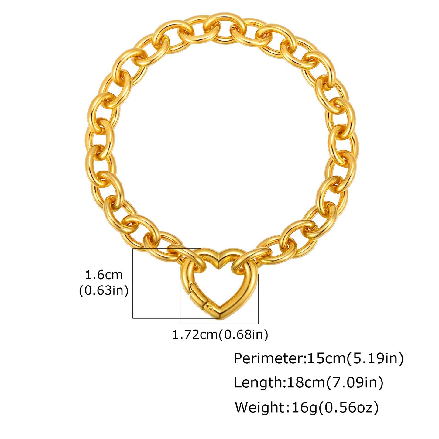Ladies Titanium Steel – Stainless Steel Round Cross Chain Heart Buckle Necklace Bracelet