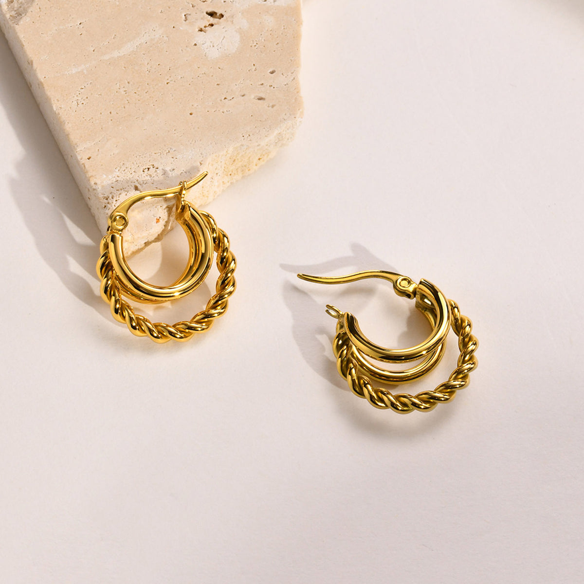 Gold-Tone Twisted Rope Hoop Earrings