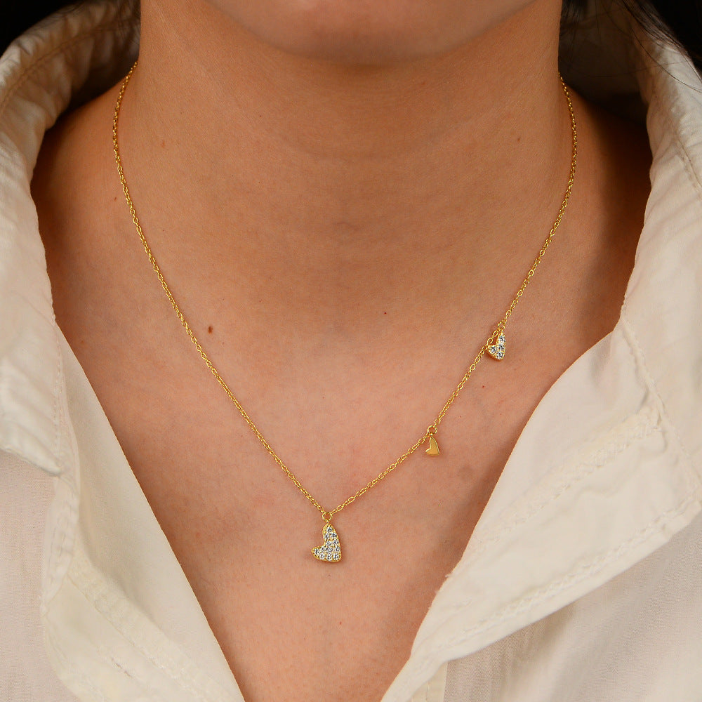 Small Fresh Love Sterling Silver Necklace Heart-Shaped Pendant