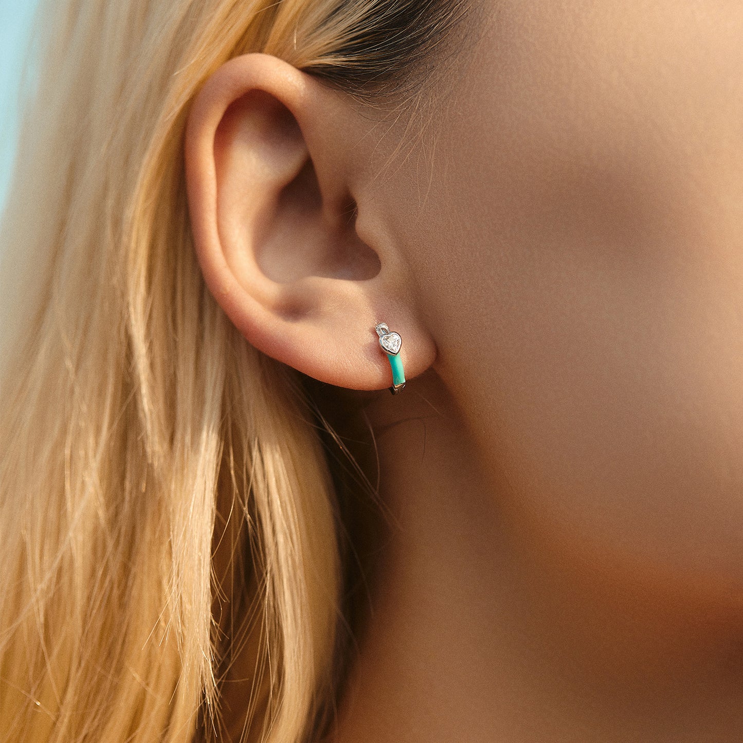 Pure Silver Klein Blue Heart Zircon Earrings