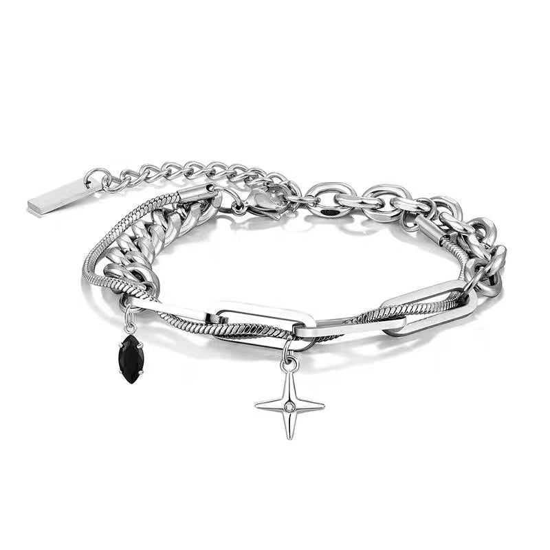 Planderful Jewelry Cross Star Necklace Titanium Steel