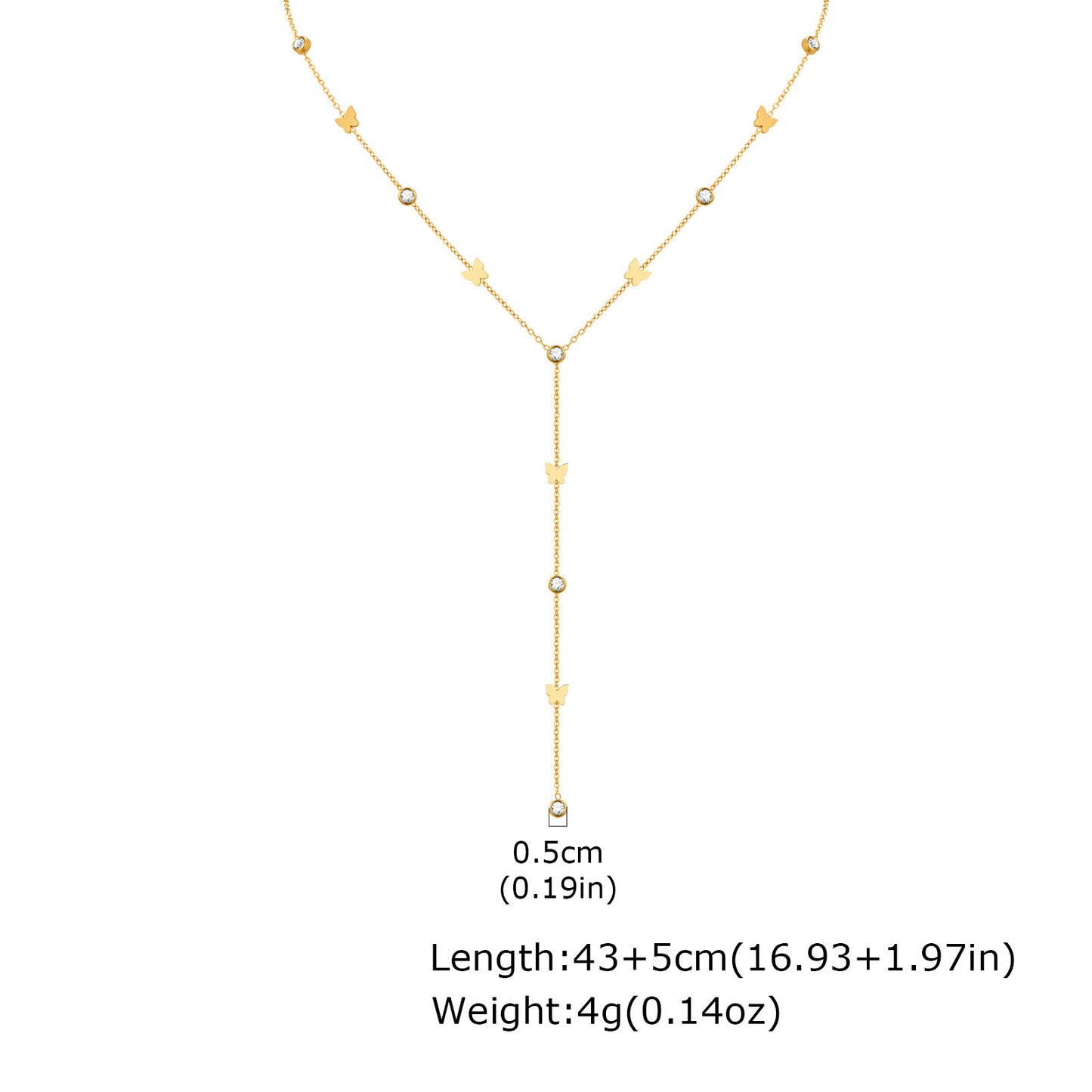 Style Lady Stainless Steel Tetragonal Star Cross Butterfly Heart Zircon Necklace
