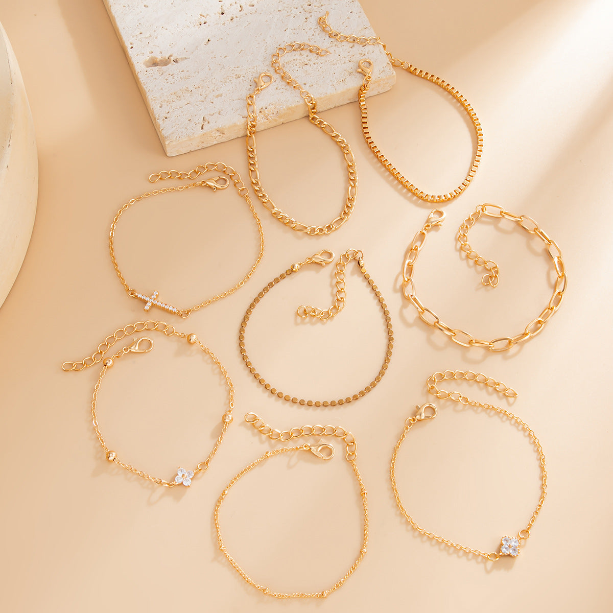 Planderful Vienna Verve Gold Multi Layer Chain Bracelet With Retro Zircon Flowers For Fashion Forward Women Statement Jewelry