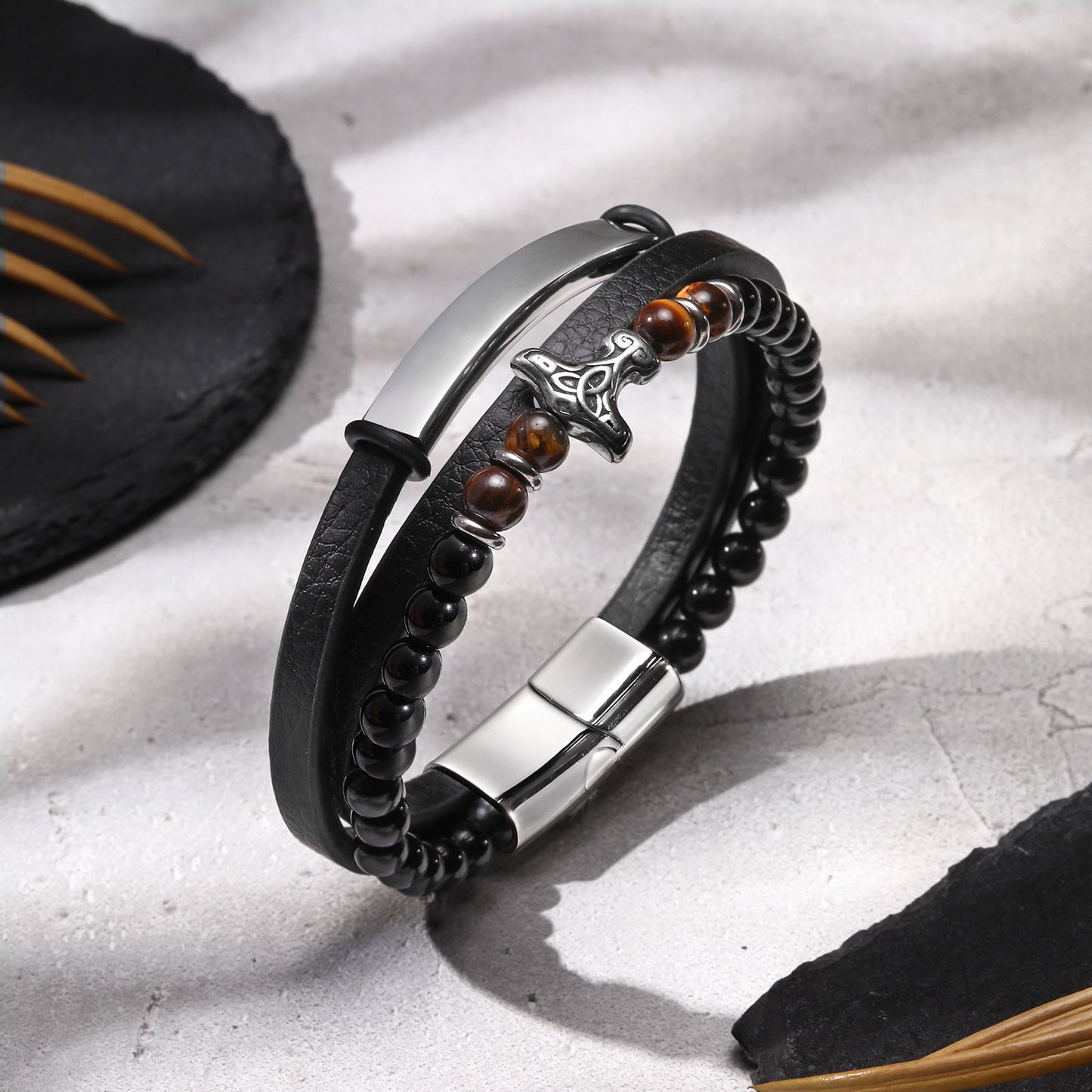 Planderful Shop Stainless Steel Bracelet 3 Layer Men Bold