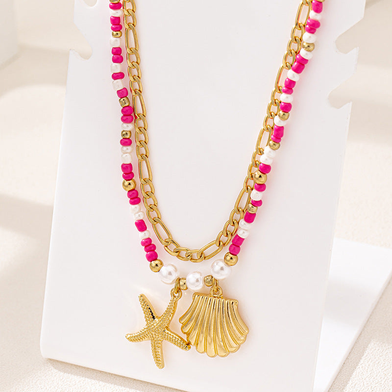 Bohemian Starfish Shell Necklace Set for Women by Planderful