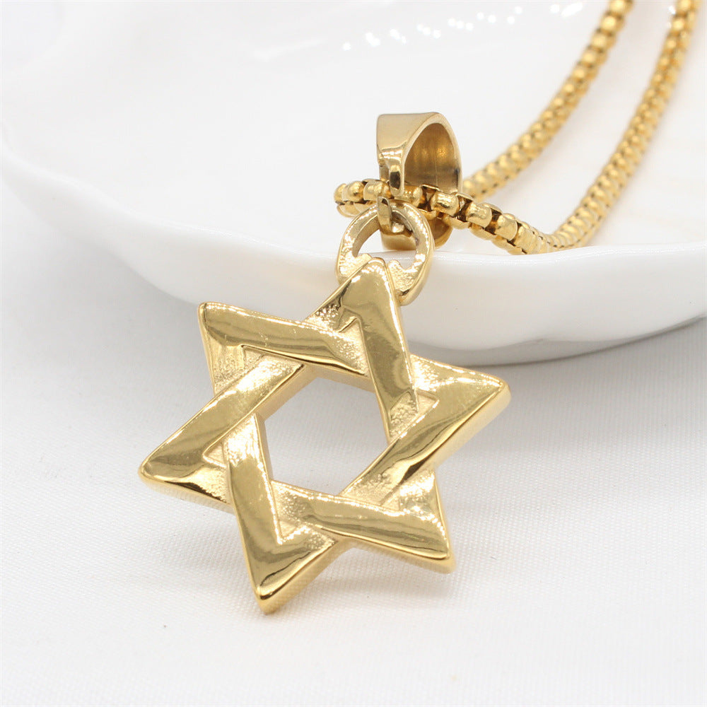 Hexagram Satellite Pendant Gold Plated Unisex Hip Hop Jewelry by Planderful Everyday Genie Collection Protection Statement Charm