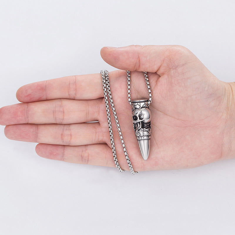Steel Necklace - Statement Dragon Skull Pendant