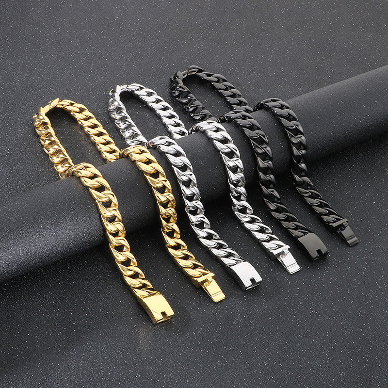 Planderful Cuban Chain Necklace 15mm Stainless Steel Men