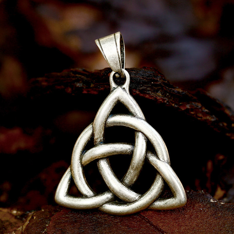 Nordic Antique Silver Viking Celtic Knot Pendant – Compass Stainless Steel Necklace