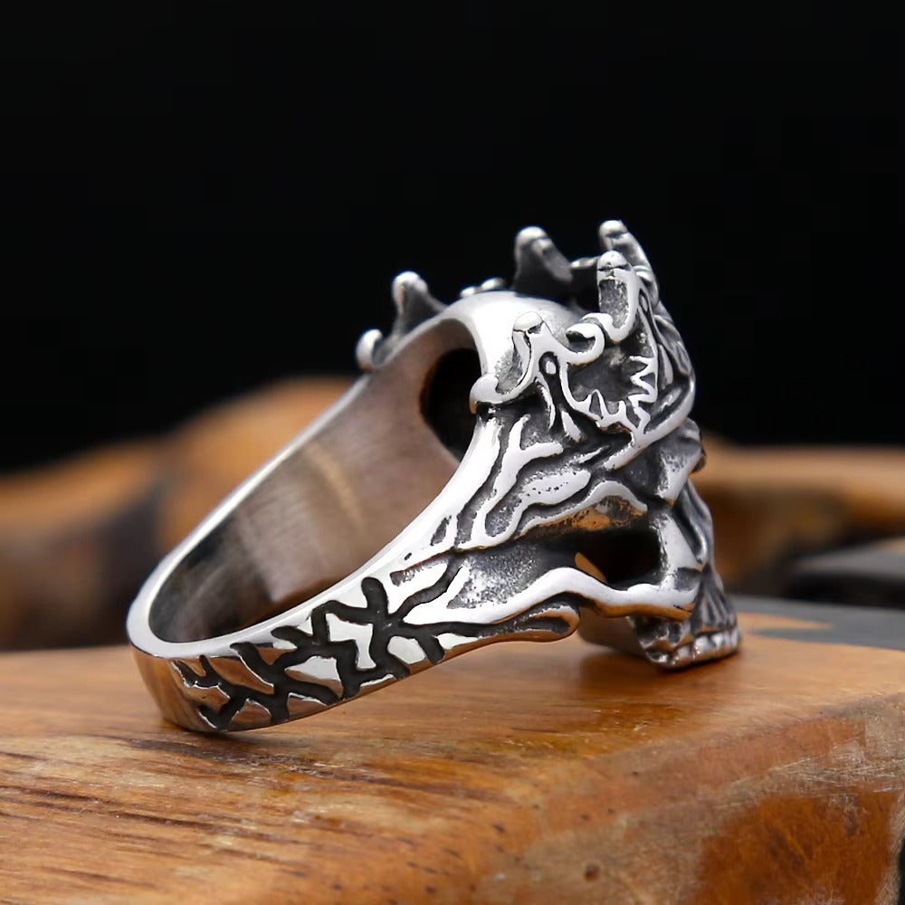 Vintage Skull Crown Stainless Steel Men's Ring