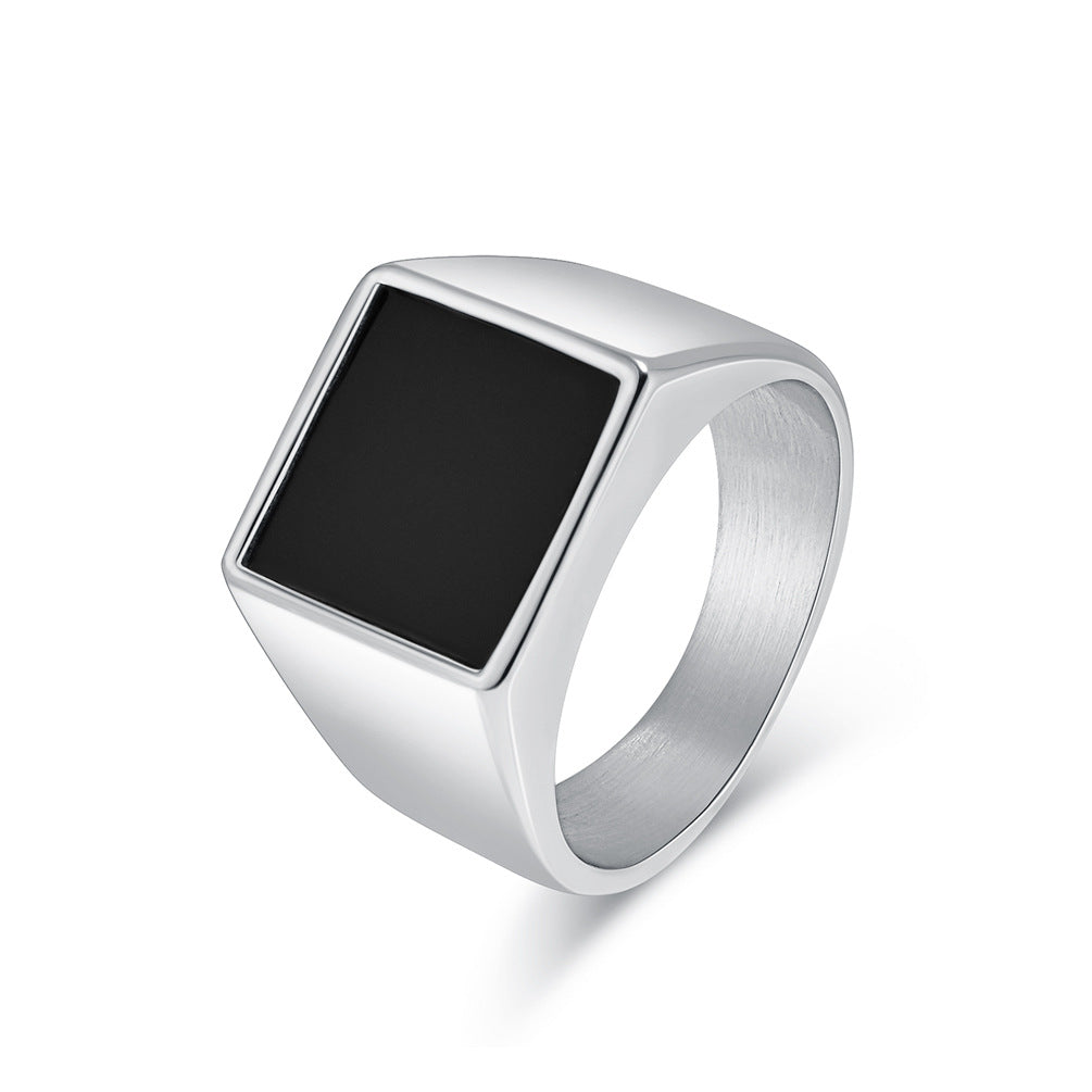 INS European and American Simple Geometry Titanium Steel Ring for Men