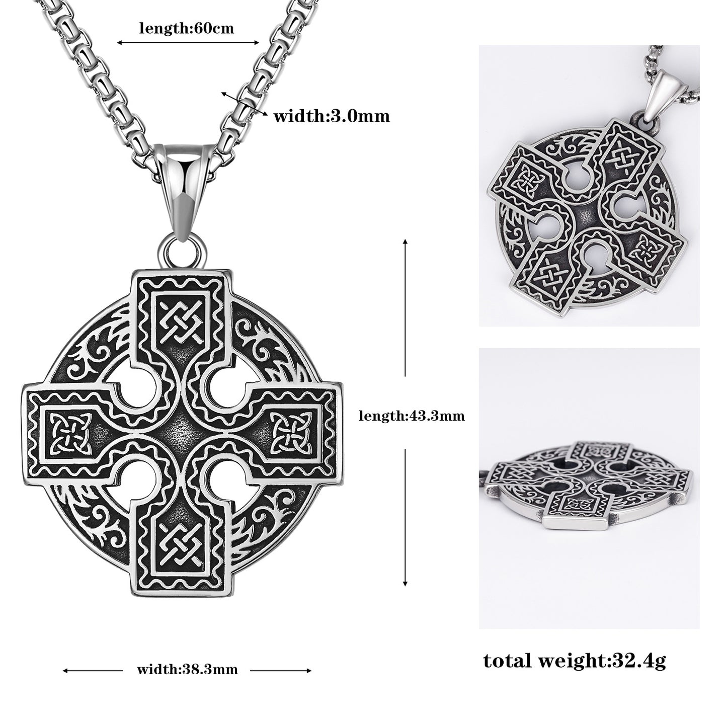 Titanium Steel Necklace - Vintage Nordic Viking Cross Celtic