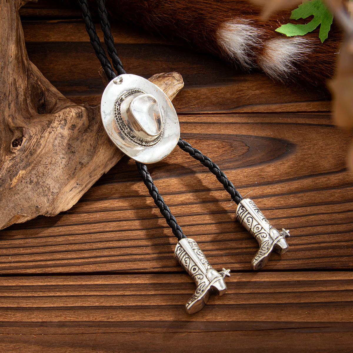 Retro Western Style Cowboy Hat Adjustable Necklace Boots Long Y-Shaped Fringed