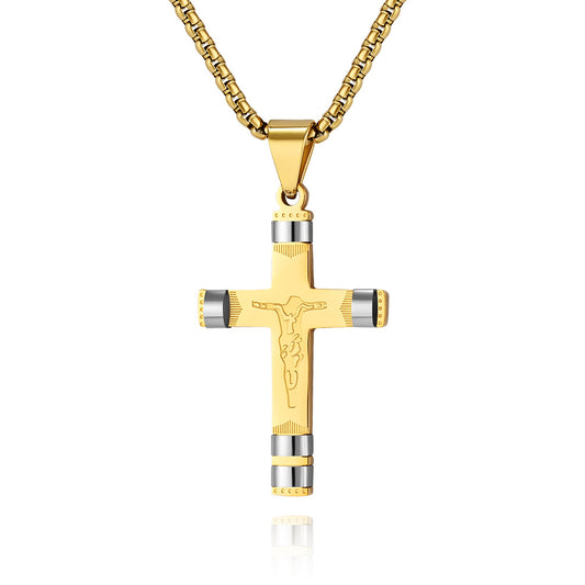 Planderful Everyday Genie Cross Necklace Durable Stainless Steel Hip Hop Trend Jewelry For Men