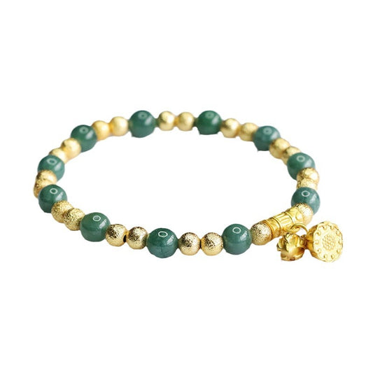 Blue Water Jadeite Round Bead 6 mm Bracelet