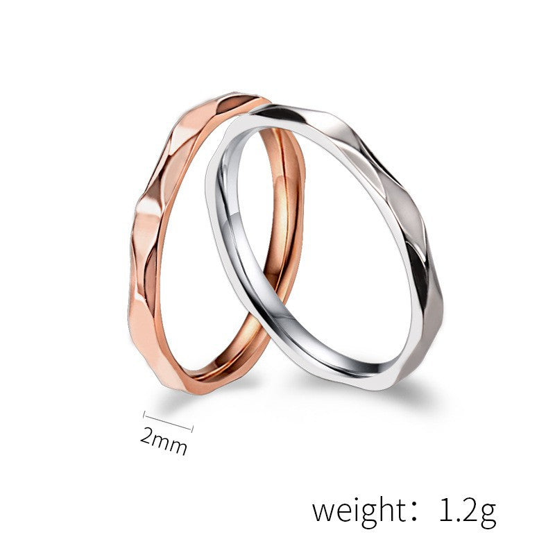 Planderful Titanium Steel Ring For Women 2mm Rhombus Minimalist Everyday Jewelry Essentials