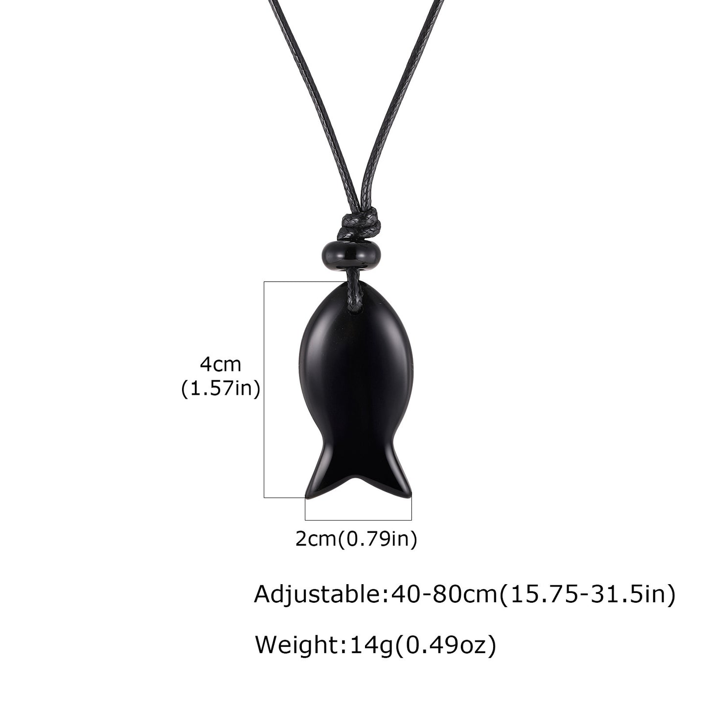 Bohemian Ocean Wind Natural Obsidian Fish Shape Adjustable Necklace Pendant