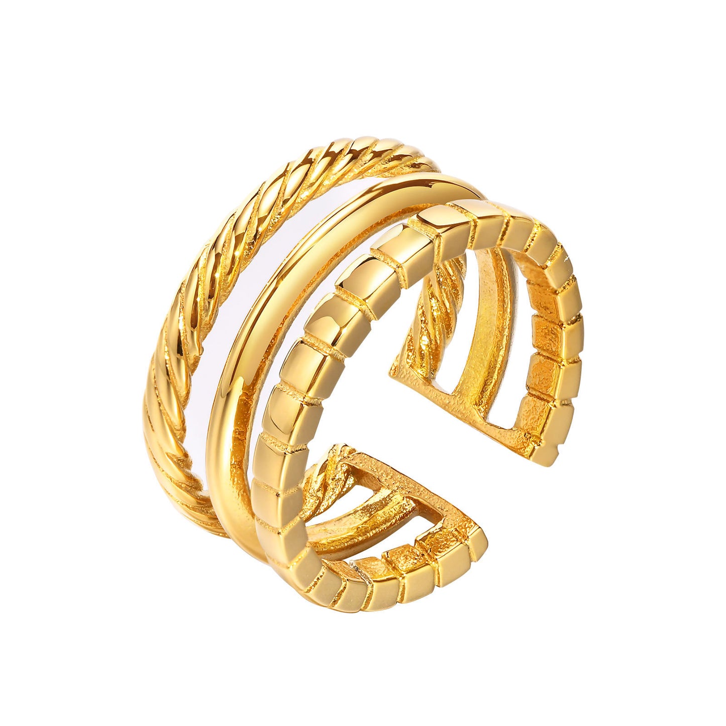 Titanium Steel Geometric Ring Gold Women's Jewelry Open Ring