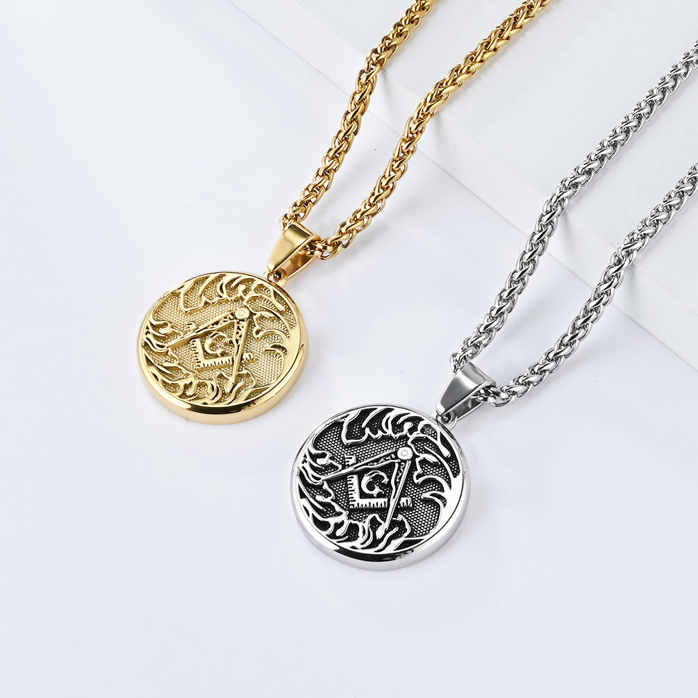 Stainless Steel Durable Pendant Necklace For Men Retro European American Trend Planderful Fraternity Style